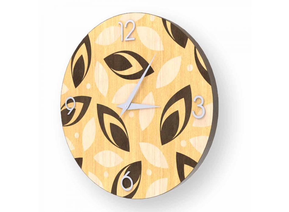 Kolorowy drewniany zegar ścienny Filago, wyprodukowany we Włoszech Viadurini