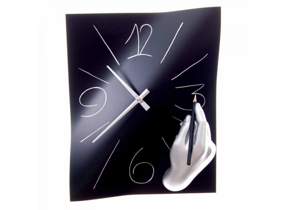 Ręcznie zdobiony zegar ścienny z żywicy wyprodukowany we Włoszech - Libii Viadurini