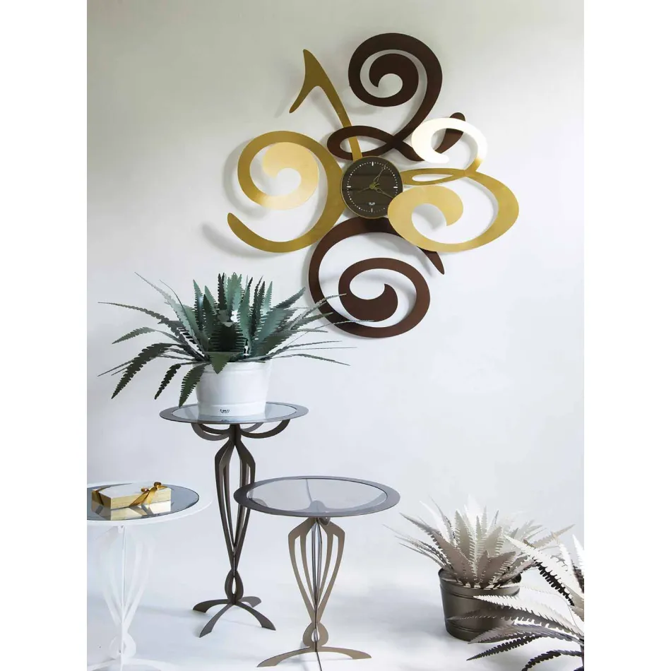 Designerski zegar ścienny z kolorowego żelaza Wykonany we Włoszech - Fiordaliso Viadurini