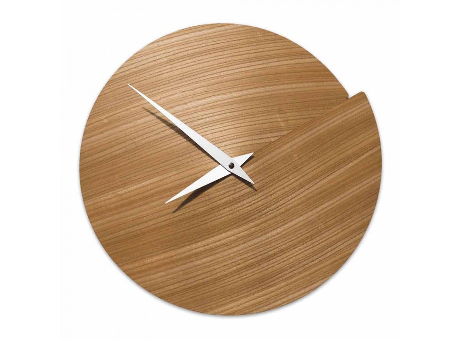 Nowoczesny zegar ścienny z naturalnego drewna Made in Italy - Crater Viadurini