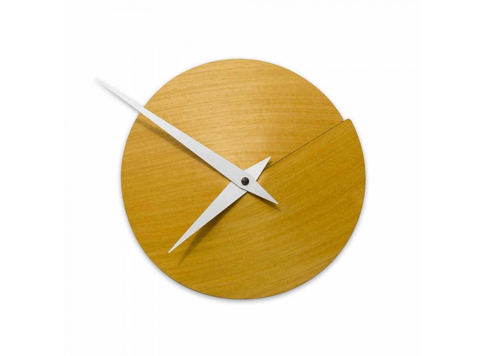 Designerski zegar ścienny Ø 19,5 cmin Naturalne drewno Made in Italy - Crater Viadurini