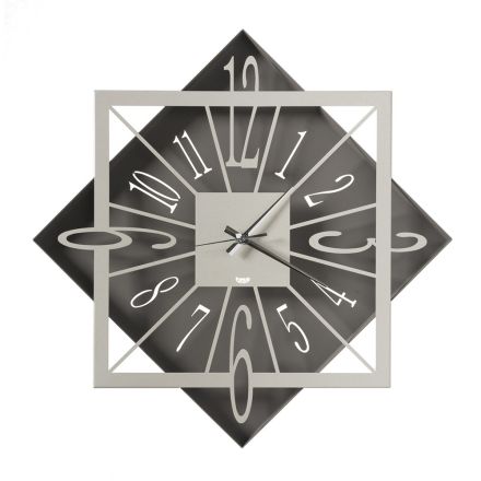 Żelazny zegar ścienny z kolorowym geometrycznym kwadratem - Eridano Viadurini
