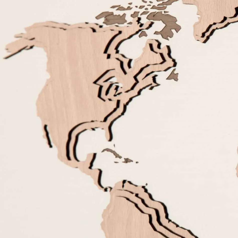 Drewniany zegar ścienny z dekoracją salonu Planisphere Design - Mappo Viadurini