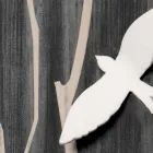 Drewniany zegar ścienny z trójwymiarowymi dekoracjami - Forrest Viadurini