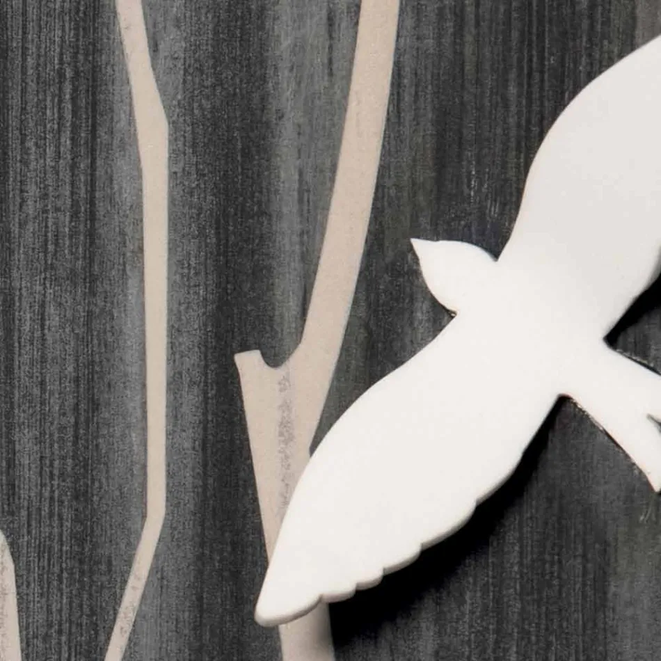 Drewniany zegar ścienny z trójwymiarowymi dekoracjami - Forrest Viadurini