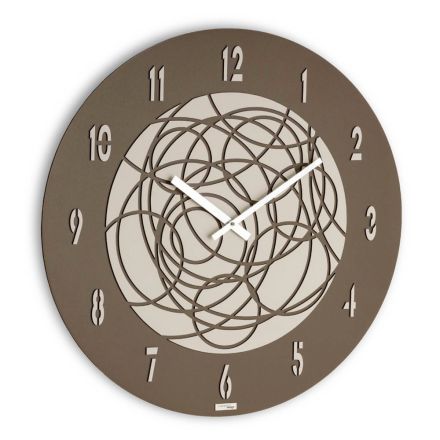 Zegar ścienny z płyty MDF i warstwowego prasowanego lnu Made in Italy - bezpieczny Viadurini