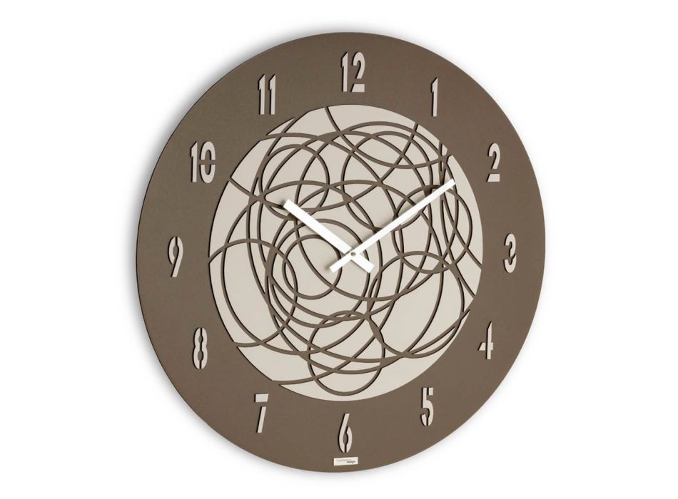 Zegar ścienny z płyty MDF i warstwowego prasowanego lnu Made in Italy - bezpieczny Viadurini