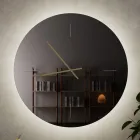 Szklany zegar ścienny z satynowymi wskazówkami mosiężnymi - Radia Viadurini