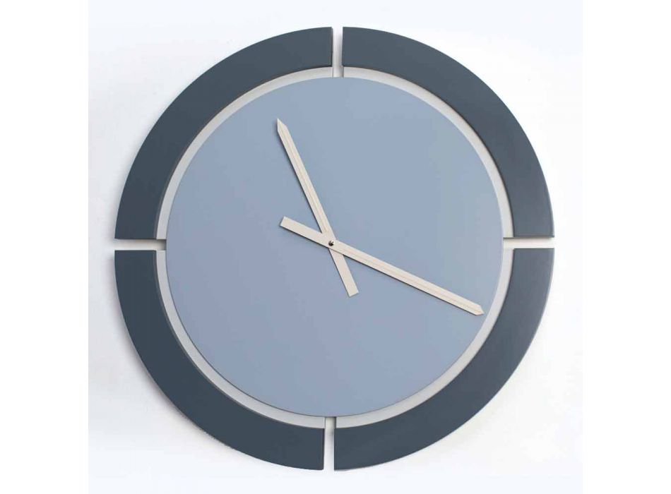 Nowoczesny okrągły zegar ścienny w kolorze biało-niebieskim Avio - Savio Viadurini