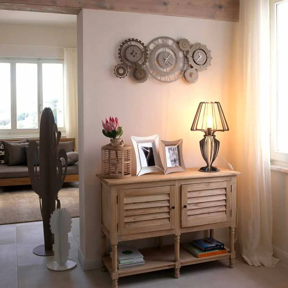 Nowoczesny żelazny zegar ścienny z trzema wrzecionami Made in Italy - mechaniczny Viadurini