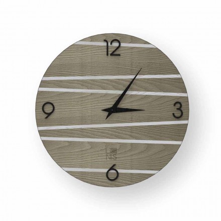 Nowoczesny drewniany zegar ścienny Marzio, wyprodukowany we Włoszech Viadurini