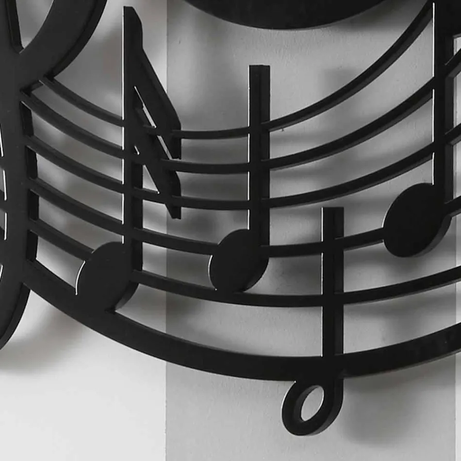 Nowoczesny okrągły czarny zegar ścienny z dekorowanego drewna - muzyka Viadurini