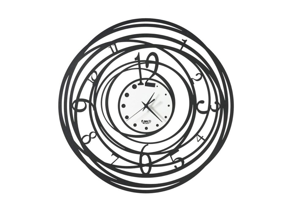 Okrągły zegar ścienny z żelazną dekoracją w 3 kolorach - Doric Viadurini