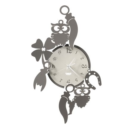Okrągły żelazny zegar ścienny z dekoracjami Fortuna - Tibio Viadurini