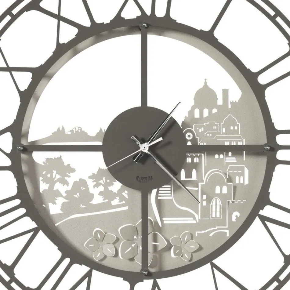 Okrągły zegar ścienny z żelaza, włoski design, 3 wykończenia - Furio Viadurini