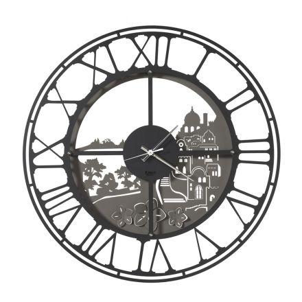 Okrągły zegar ścienny z żelaza, włoski design, 3 wykończenia - Furio Viadurini