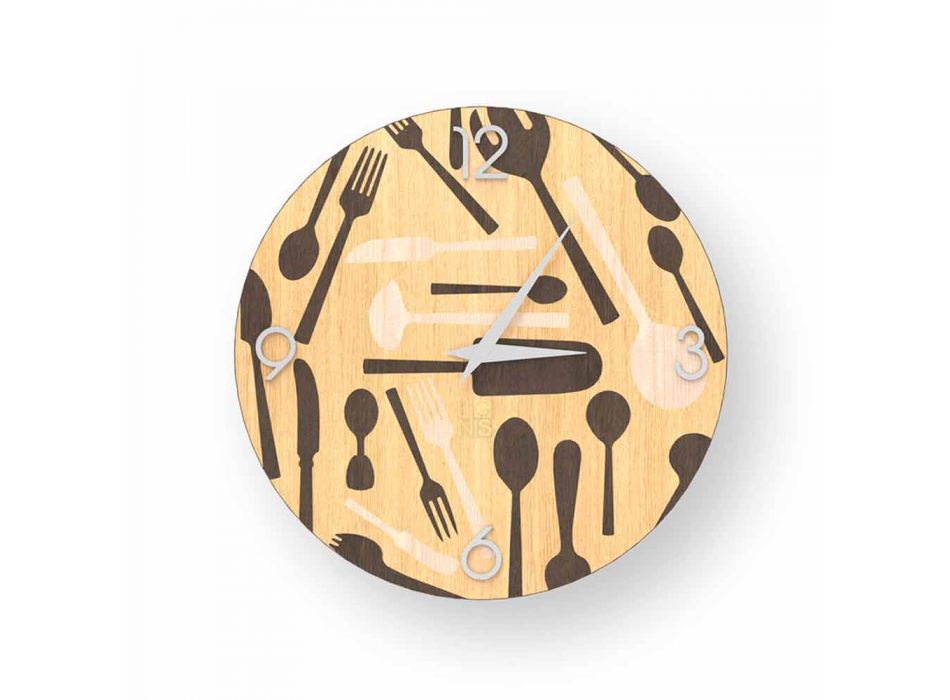 Zegar ścienny Ispra, wykonany z drewna, wyprodukowany we Włoszech Viadurini