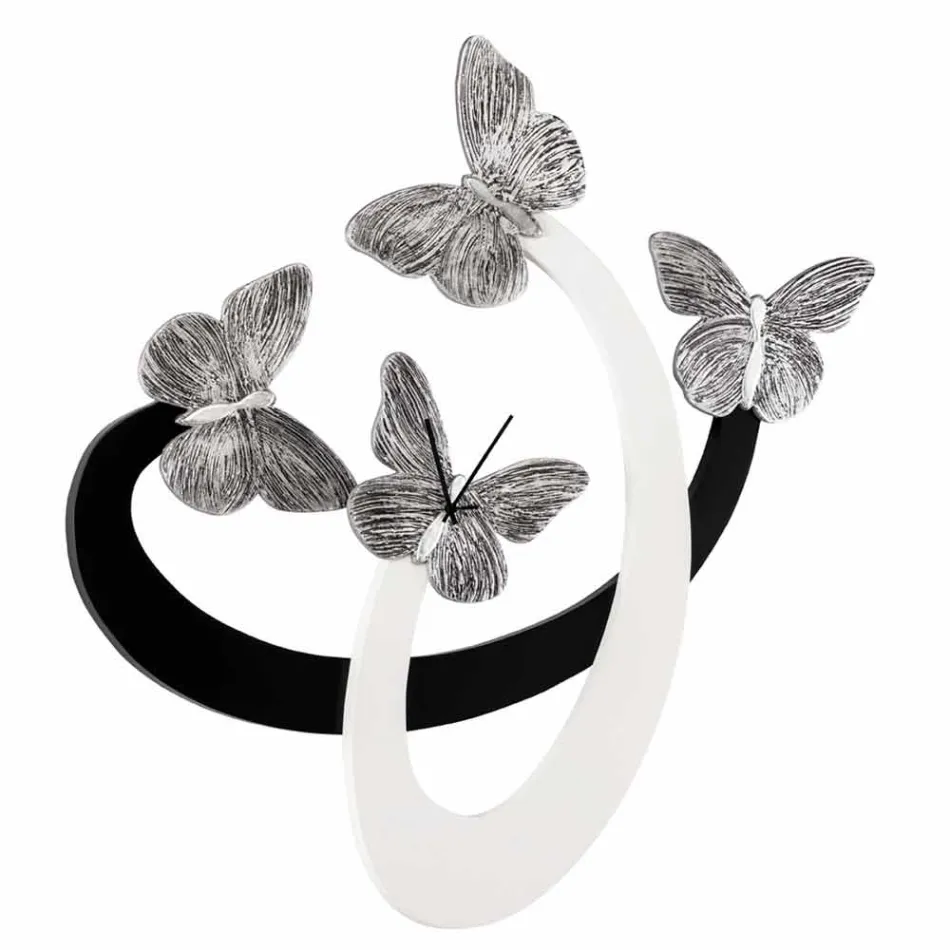 Designerski zegar ścienny z kości słoniowej / czarny ręcznie robiony we Włoszech Zenia Viadurini