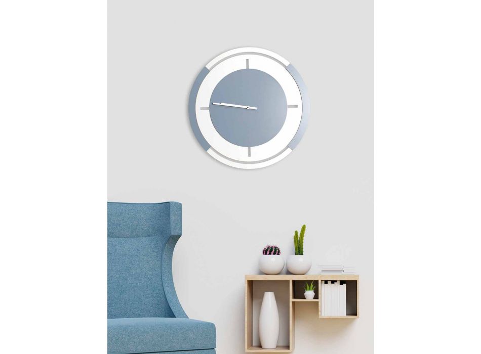 Klasyczny okrągły duży zegar ścienny w kolorze białym i drewnie Avio - Beppe Viadurini
