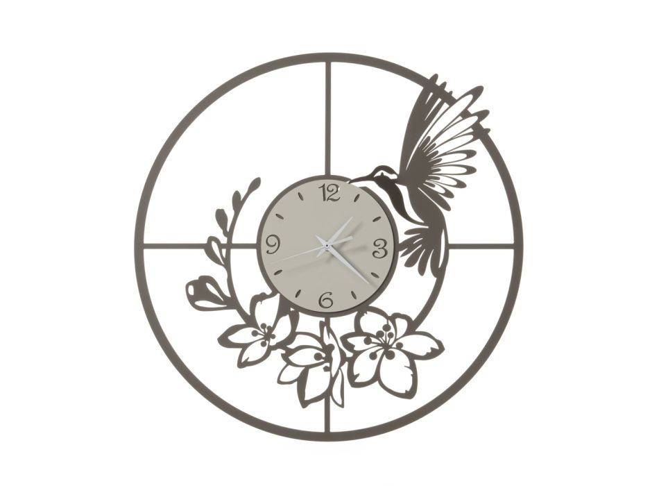 Żelazny zegar z dekoracją kolibra Made in Italy - Virgin Viadurini