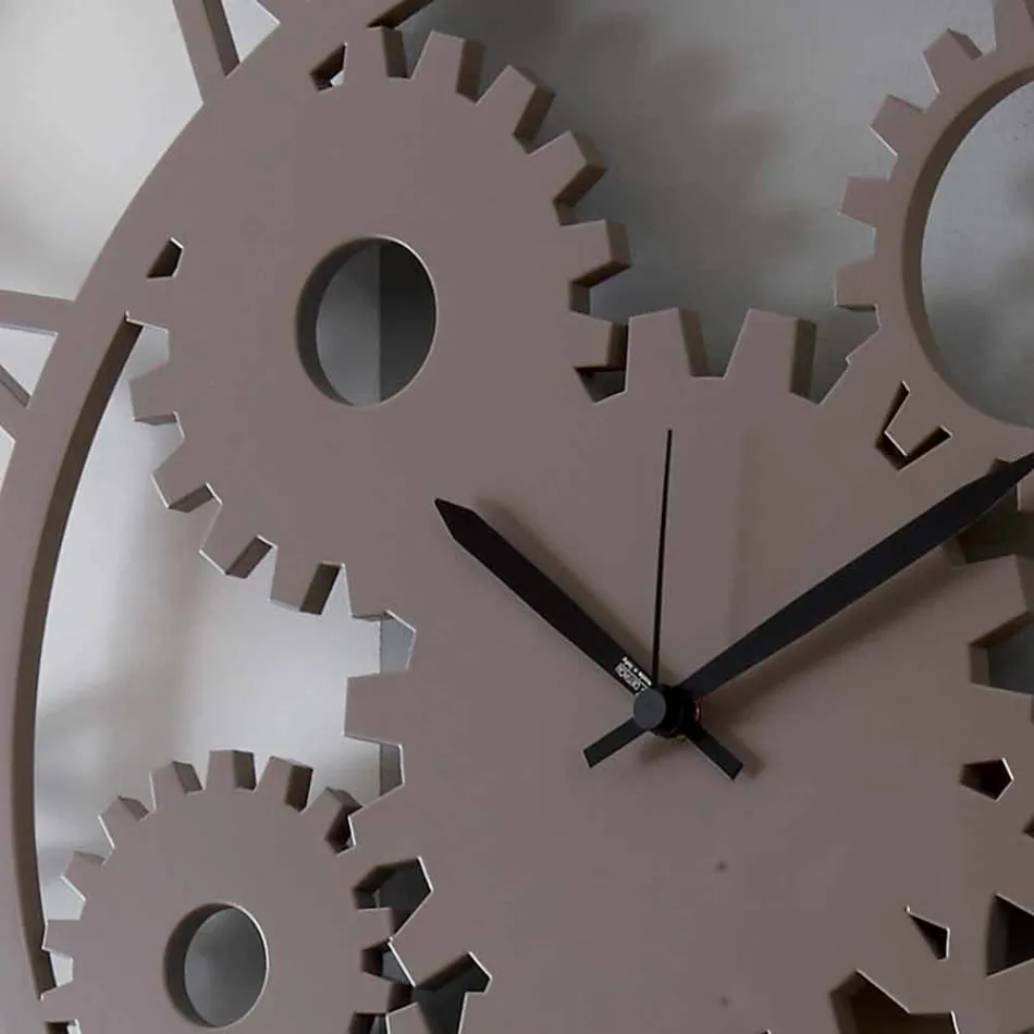 Duży i okrągły odrapany kolorowy drewniany zegar ścienny - mechanizm Viadurini