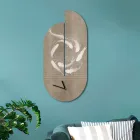 Drewniany zegar z nadrukiem czapli Made in Italy - Palau Viadurini