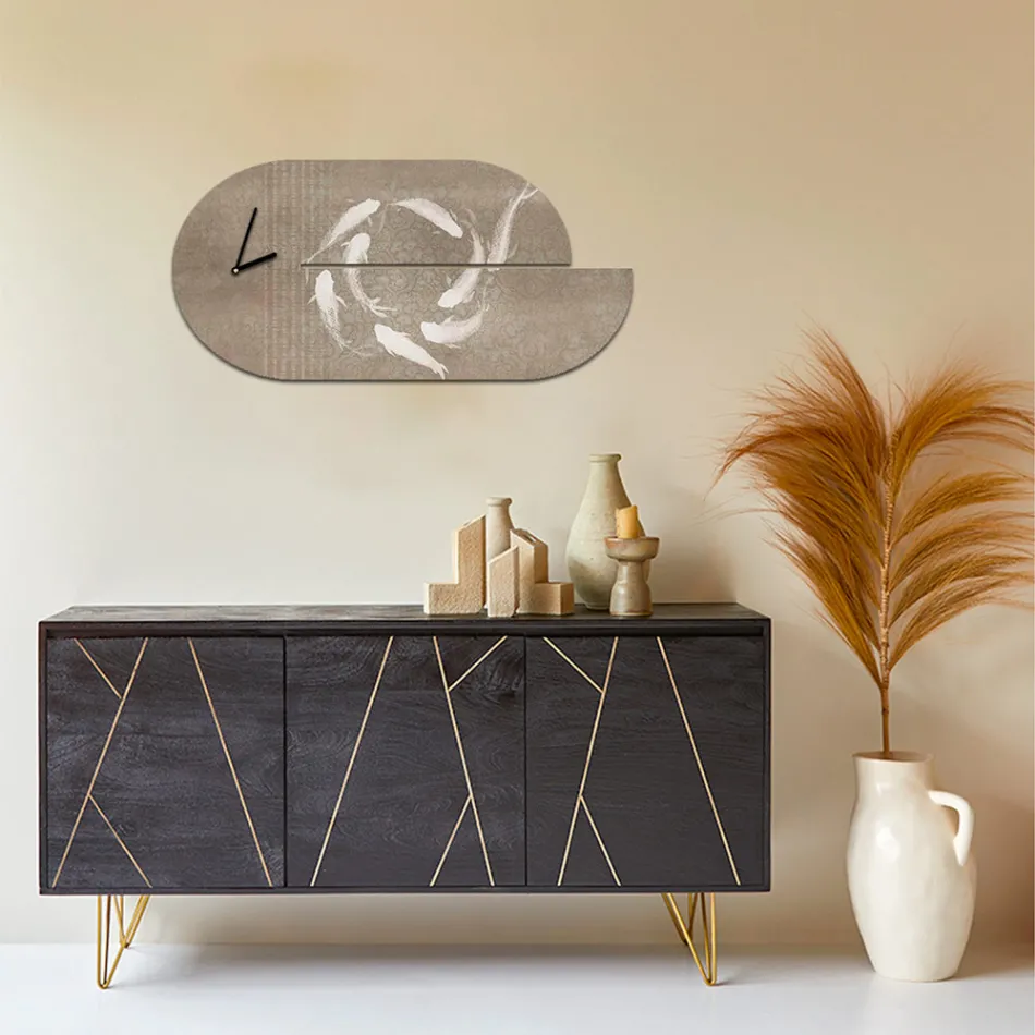 Drewniany zegar z nadrukiem czapli Made in Italy - Palau Viadurini