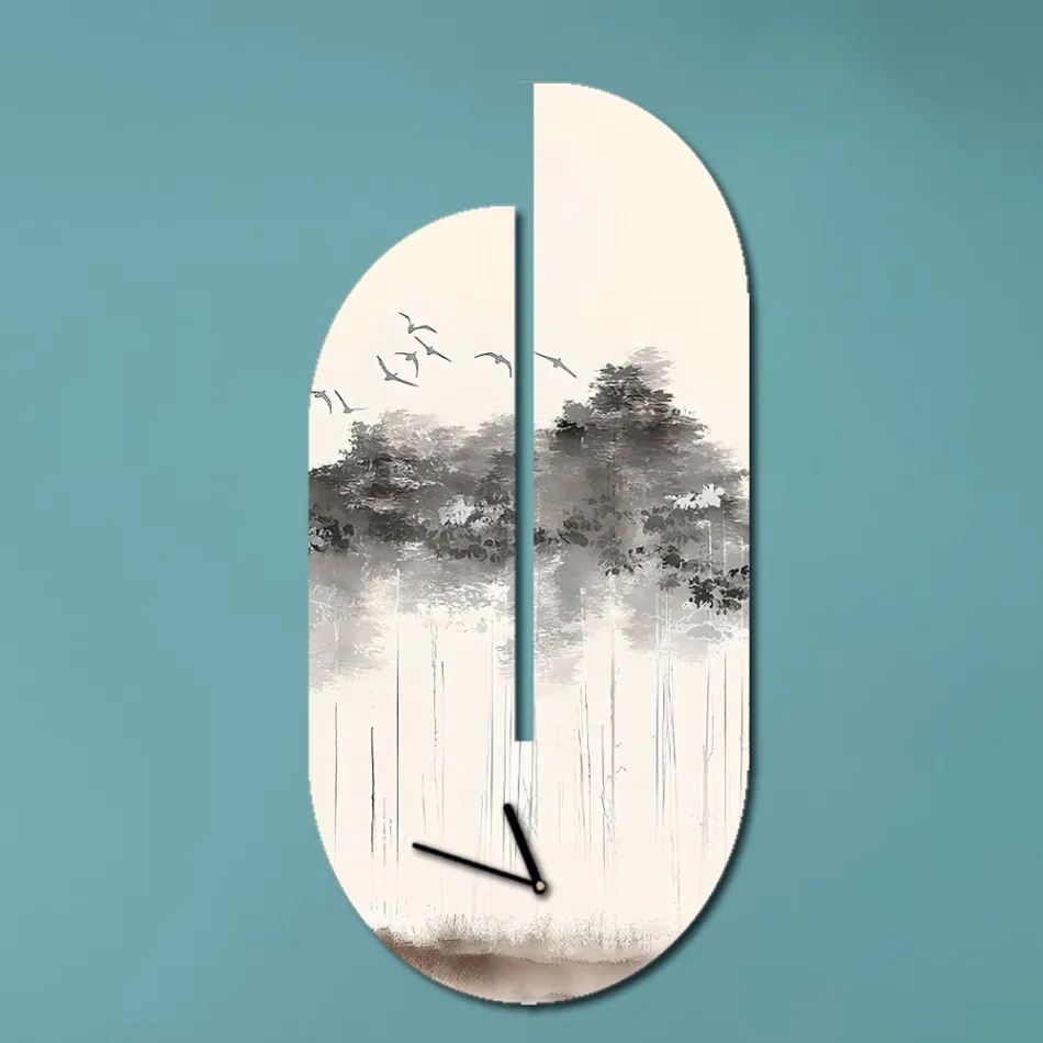 Drewniany zegar z nadrukiem czapli Made in Italy - Palau Viadurini