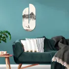 Drewniany zegar z nadrukiem czapli Made in Italy - Palau Viadurini