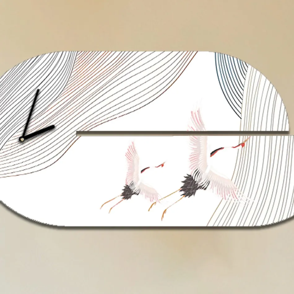 Drewniany zegar z nadrukiem czapli Made in Italy - Palau Viadurini