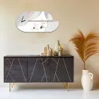 Drewniany zegar z nadrukiem czapli Made in Italy - Palau Viadurini