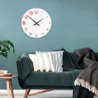 Drewniany zegar z nadrukiem kwiatu kamelii Made in Italy - India Viadurini