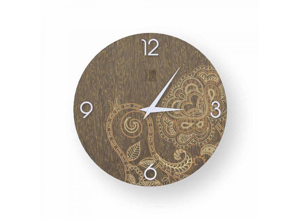 Dolo zdobiony drewniany zegar, nowoczesny design, wykonany we Włoszech Viadurini