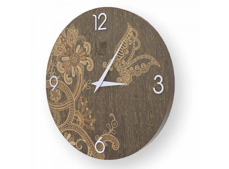 Ton drewniany zegar ścienny, nowoczesny design Viadurini