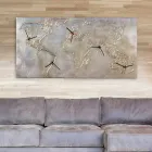 Nowoczesny zegar z pięciu ćwiartki przedstawiających świat Miles Viadurini