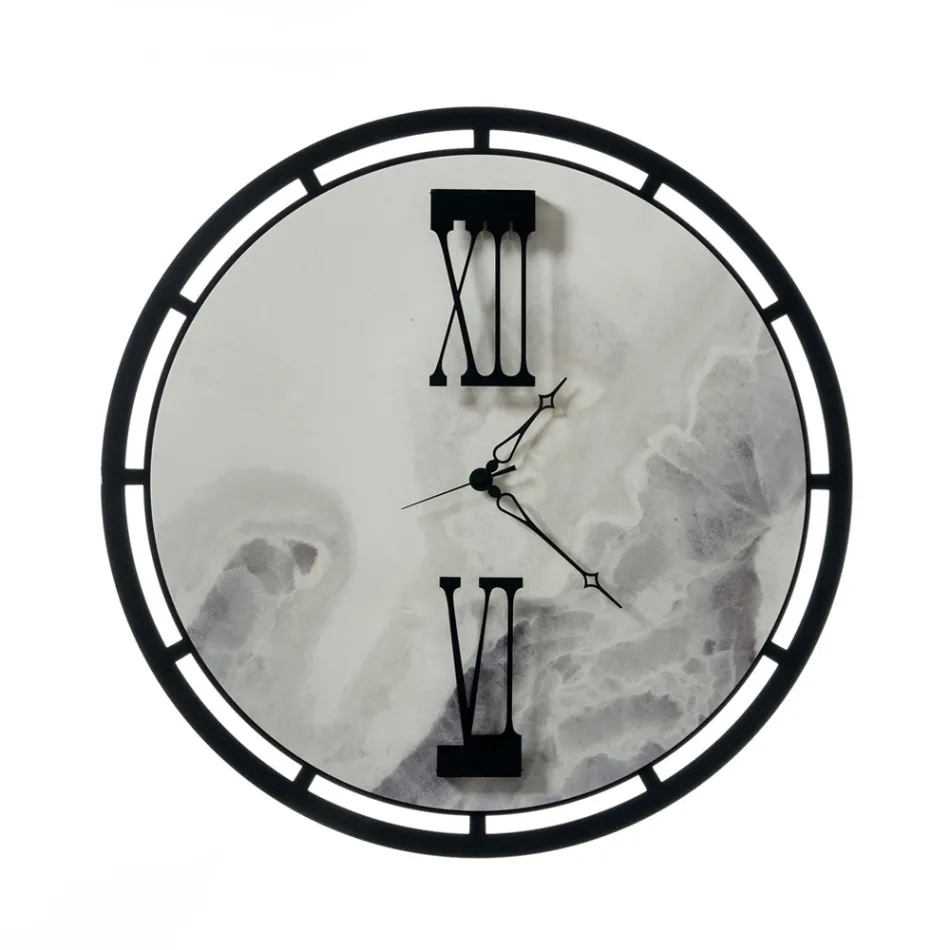 Zegar wykonany z żelaza z 3 wskazówkami Made in Italy - Gwiazda Viadurini