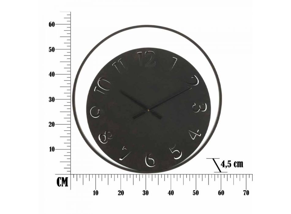 Okrągły zegar ścienny o średnicy 60 cm Nowoczesne żelazo - Beatrix Viadurini
