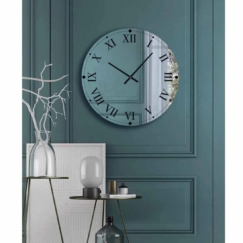 Okrągły zegar ścienny z lustrzanego kryształu Made in Italy - Gear Viadurini