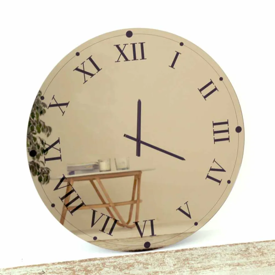 Okrągły zegar ścienny z lustrzanego kryształu Made in Italy - Gear Viadurini