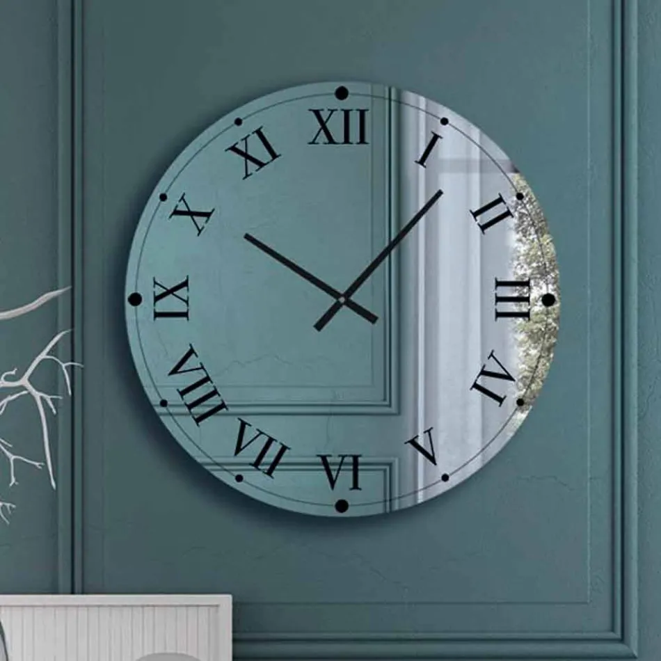 Okrągły zegar ścienny z lustrzanego kryształu Made in Italy - Gear Viadurini