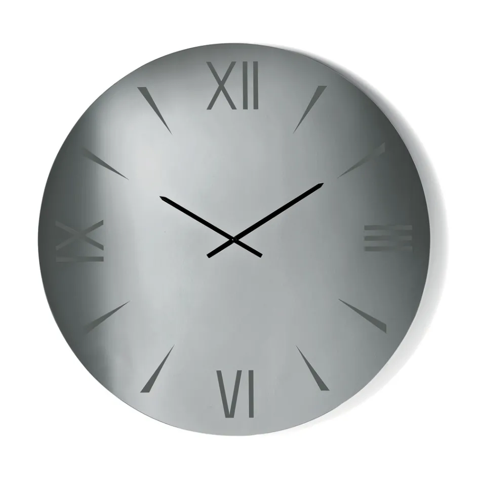 Okrągły zegar ze szkła lustrzanego z cyframi grawerowanymi laserowo - Clelia Viadurini