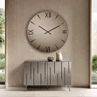 Okrągły zegar ze szkła lustrzanego z cyframi grawerowanymi laserowo - Clelia Viadurini