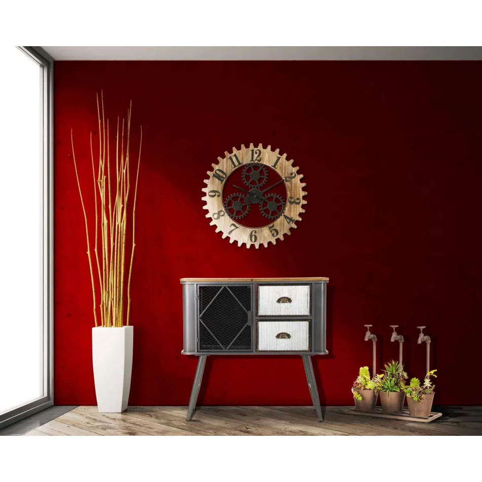 Nowoczesny okrągły zegar ścienny z żelaza i MDF - Gitta Viadurini