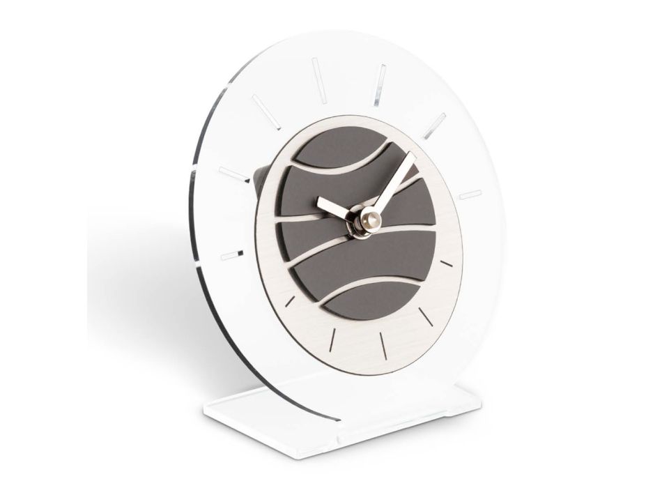 Okrągły zegar stołowy z przezroczystego metakrylanu Made in Italy - Strange Viadurini