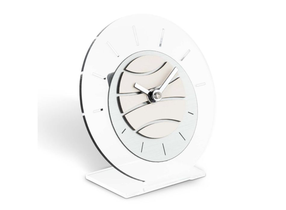 Okrągły zegar stołowy z przezroczystego metakrylanu Made in Italy - Strange Viadurini