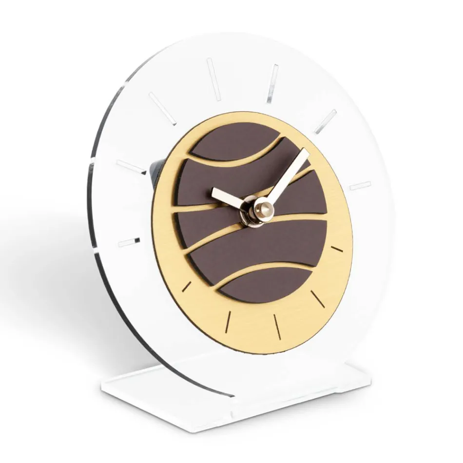 Okrągły zegar stołowy z przezroczystego metakrylanu Made in Italy - Strange Viadurini