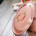 Ręcznie cynowana okrągła patelnia z miedzi z uchwytem i pokrywką 28 cm - Gianluigi Viadurini