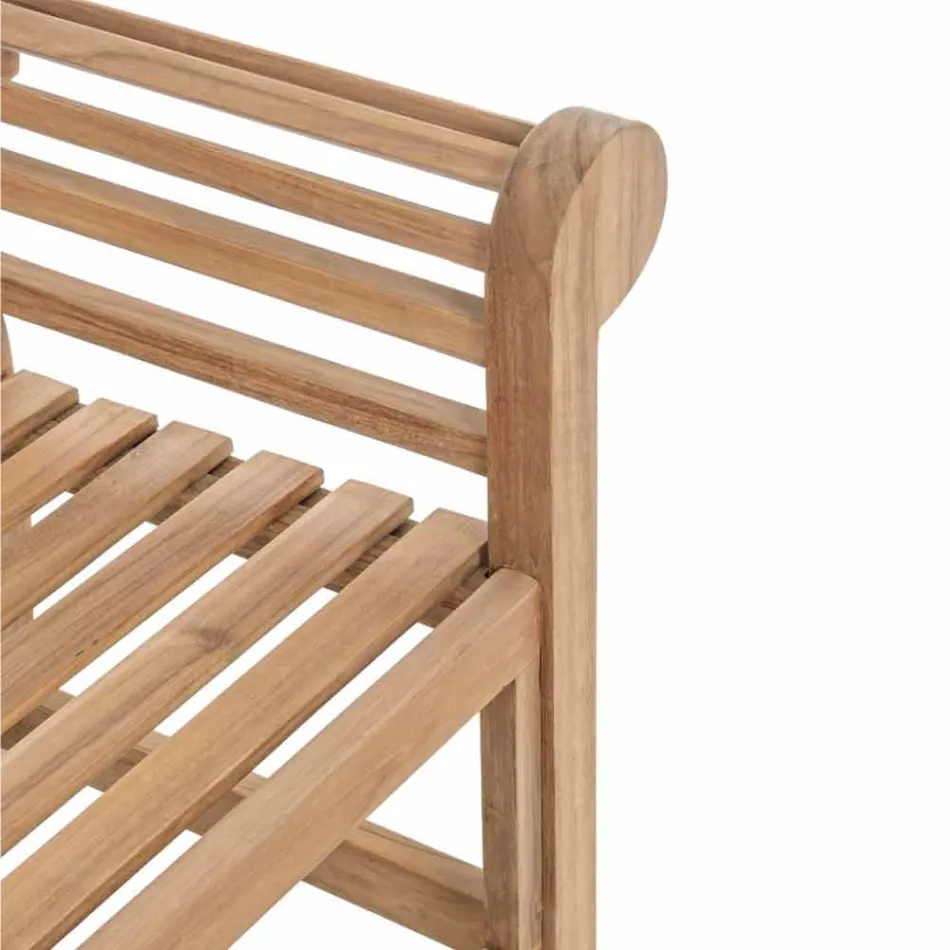 Ławka ogrodowa z drewna tekowego w stylu rustykalnym - Simonia Viadurini