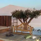 Ławka ogrodowa z drewna tekowego w stylu rustykalnym - Simonia Viadurini