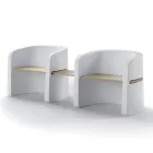 Ławka ogrodowa z polietylenu i drewna brzozowego Made in Italy - Talula Viadurini